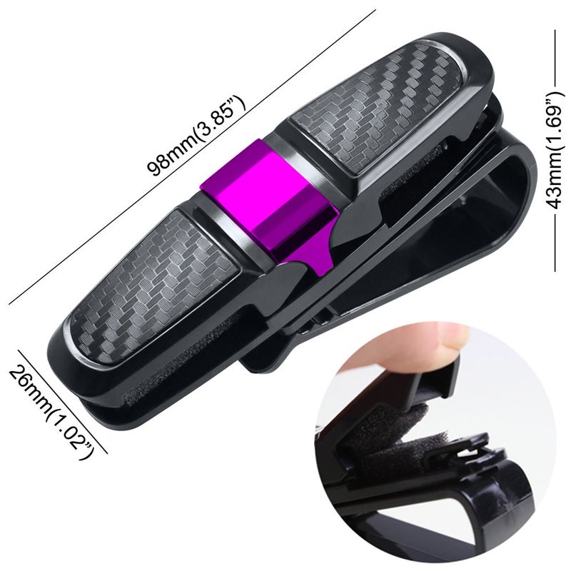 FineGood 2 Pack Glasses Holders for Car Sun Visor, Sunglasses Eyeglasses Mount with Ticket Card Clip - Black + Pink - Image 4